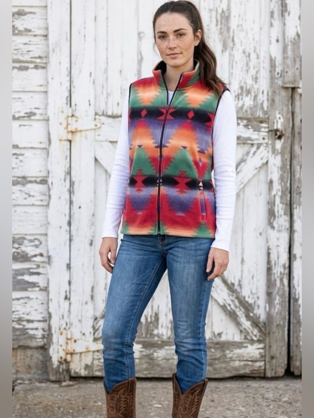 Chaps Aztec Southwestern Fleece Vest - Size XL